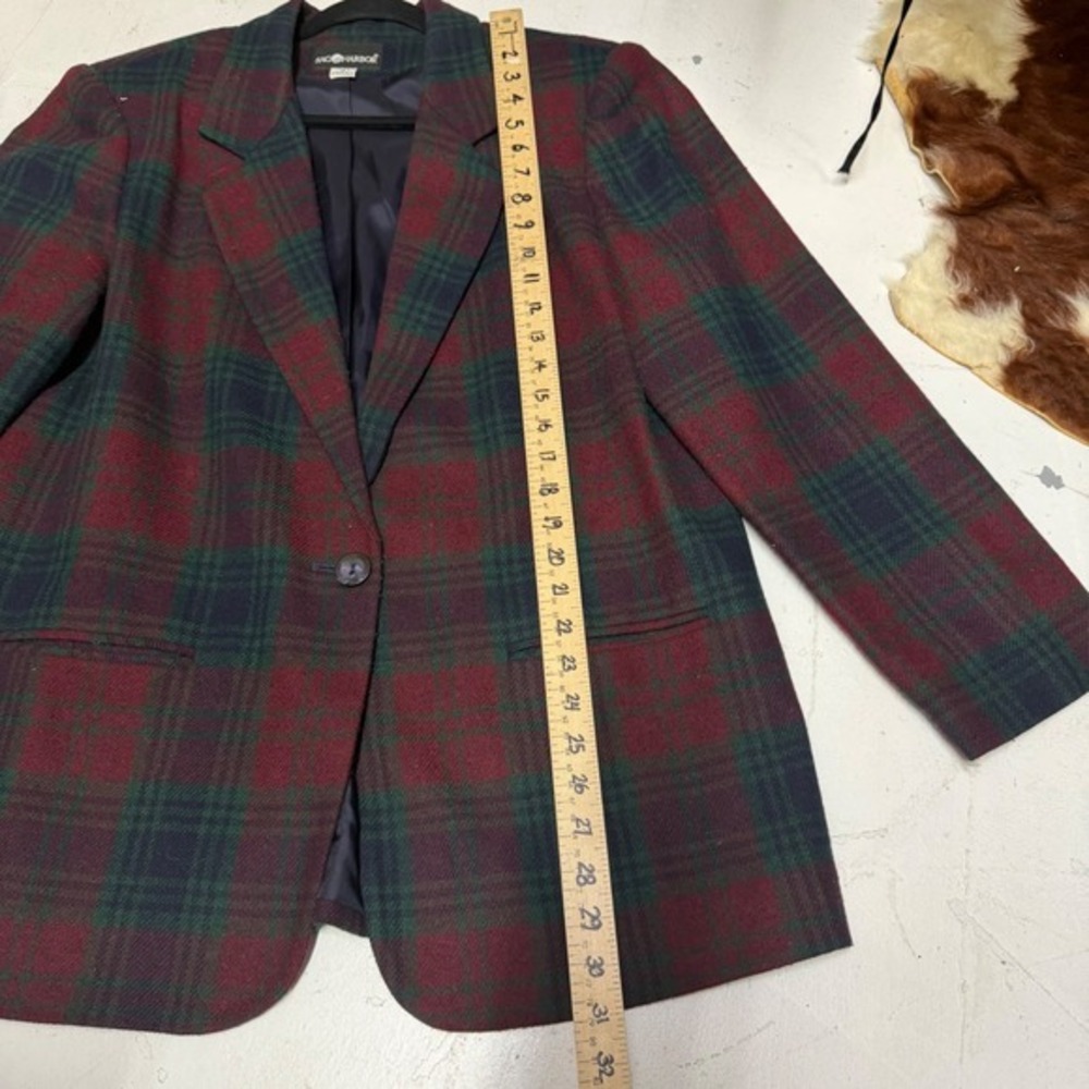 Vintage Sag Harbor Plaid Wool Blazer Dark Academia Preppy 90s Tartan Jacket 16 - Picture 9 of 13